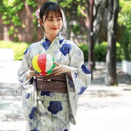浴衣 レディース セット レトロ 高級変わり織り綿麻浴衣3点セット