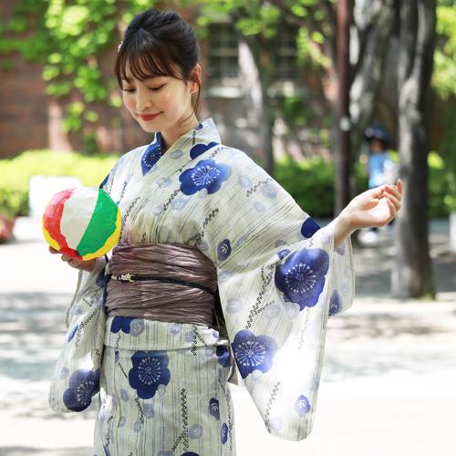 浴衣 レディース セット レトロ 高級変わり織り綿麻浴衣3点セット