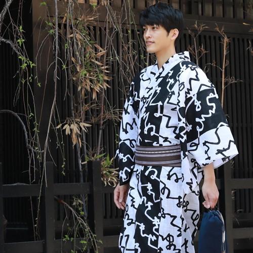 日本製 Sou Sou 浴衣 メンズ セット 男物高級綿麻浴衣3点セット 白 黒の染め分け メンズ浴衣セット 男性 男 レトロ 大人 45 Mens 012 なでしこ 通販 Yahoo ショッピング