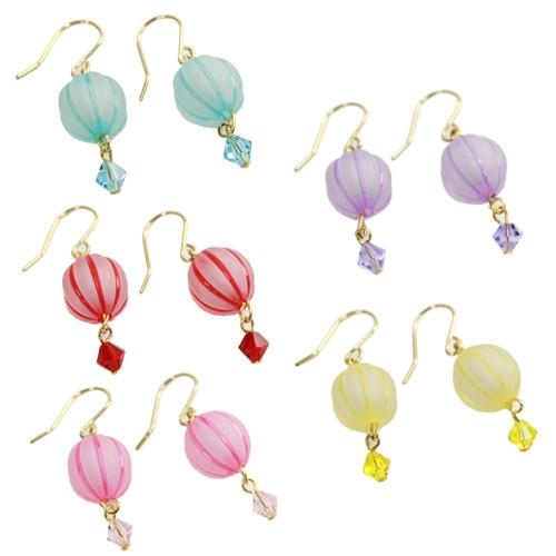 京あそび 日本製 あめ玉・クリアビーズフックピアス 卒業式 袴 成人式