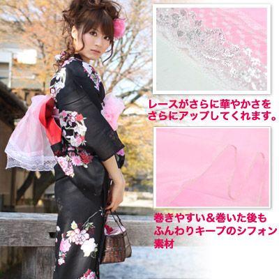 レース 兵児帯「なでしこ」レース付きふわふわプチへこ帯(heko