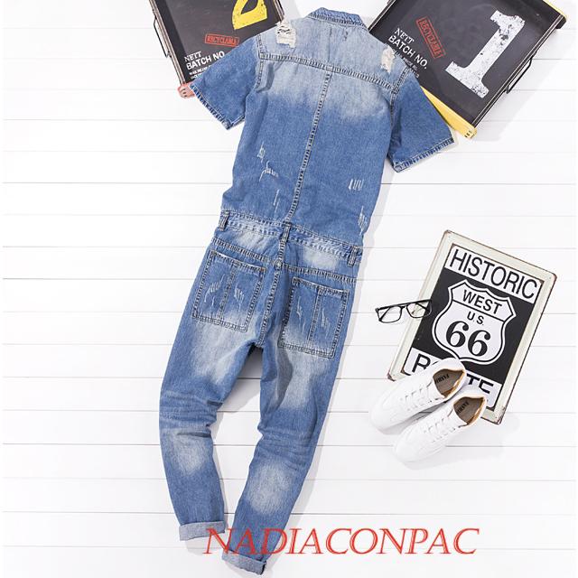 超安い品質 売れ筋 大人気 サロペット オーバーオール メンズ 夏 スリム デニム パンツ 半袖つなぎ 細身 青色 新品 作業着 Materialworldblog Com