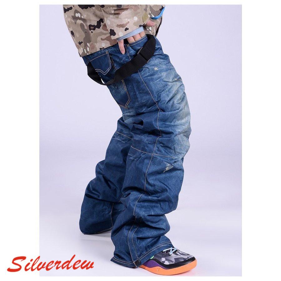 メンズ レディース スノボウエア スノーパンツ スキー デニム風 撥水
