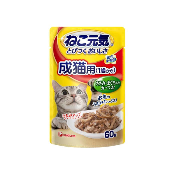 ねこ元気 ユニ・チャーム ねこ元気パウチ成猫用ささみ 60g : ナフコ