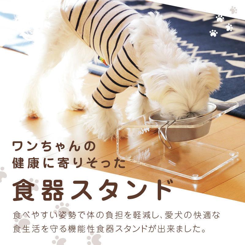 ペット用 小型犬 老犬 猫 ねこ ネコ 斜め 傾斜つき フードボウル 名入れ アクリルフードスタンド Sサイズ Food Stand S 名入れギフトのおもしろ名札工房 通販 Yahoo ショッピング