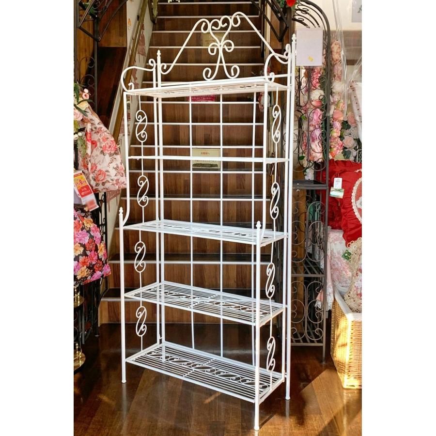 特価！プリンセス姫系 フレンチカントリー調 ホワイトアイアン5段