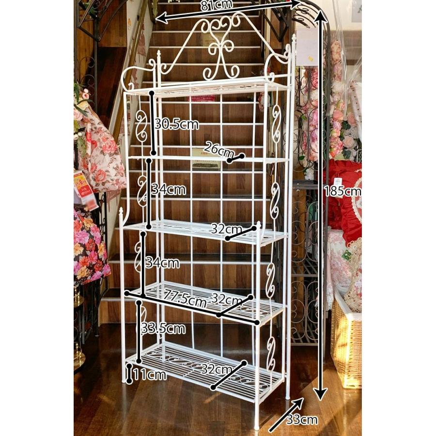 特価！プリンセス姫系 フレンチカントリー調 ホワイトアイアン5段