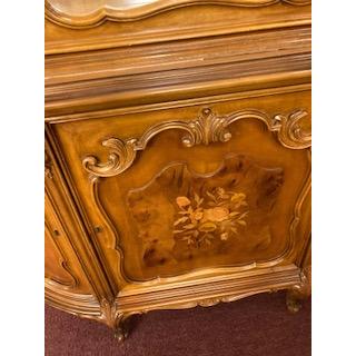 イタリア輸入 アンティーク調 ブラウンウッド ガラス張りと木彫りの