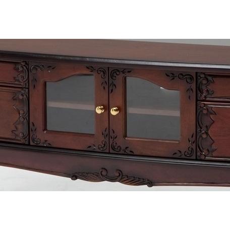 特価！アンティーク調ブラウンウッドマホガニーテレビ台105cm