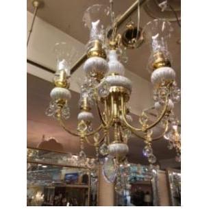 美しいアンティーク調ホワイトゴージャスゴールド色シャンデリア６灯ゴールド色ホワイト陶器シャンデリア6灯