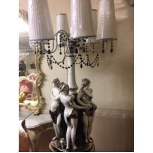 イタリア輸入アンティーク調ホワイトシェードランプ6灯ホワイト