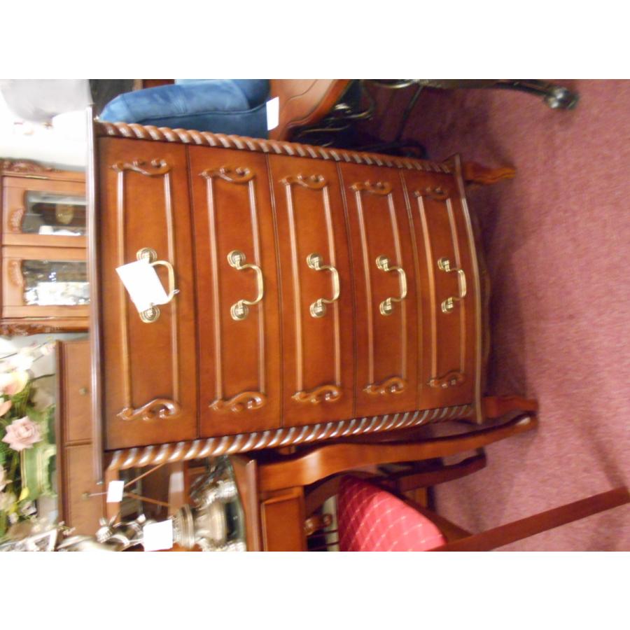 特価！アンティーク調ロココ調ブラウンウッド5段チェスト　マホガニーブラウンウッド5段チェスト