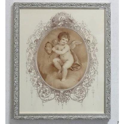 アンティーク調　イタリア輸入赤ちゃんの額絵　キューピットの額絵　天使の額絵　エンジェルの額絵　エンゼルの額絵　