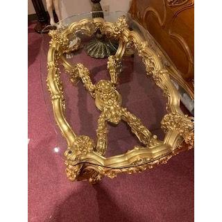 説明文熟読願います！　イタリア輸入アンティーク調　SILIK　シリックゴールドガラステーブル