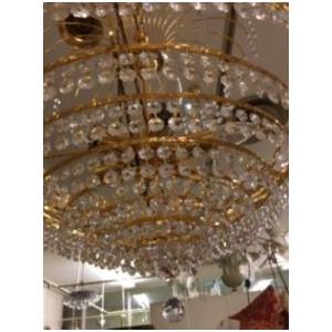 イタリア輸入ゴージャスゴールド色クリスタルクリアシャンデリア