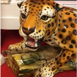 在庫問い合わせてください　イタリア輸入レオパード豹の特大置物ヒョウの置物ヒョウのオブジェリアルモデル