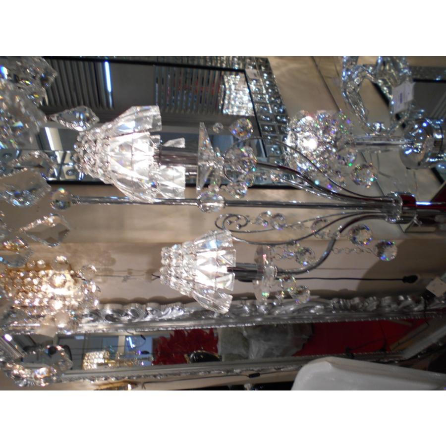 特価！アンティーク調シルバー色クリスタルクリアガラスフロアスタンドランプ3灯　シルバー色クリスタルクリアグラスフロアランプ3灯