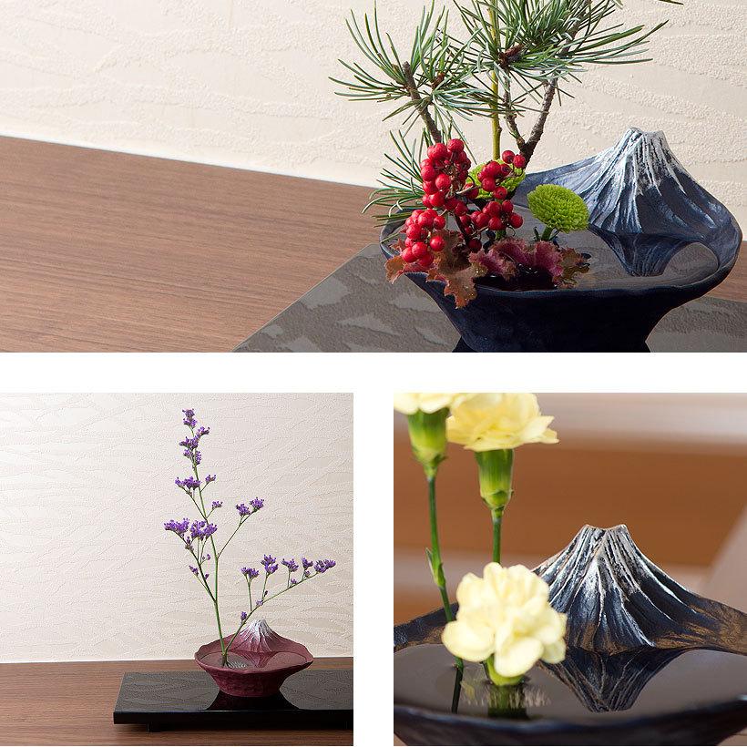 銀雅堂】さかさ富士 水盤・花器(青富士/赤富士)生け花 華道 銀雅堂】さかさ富士 水盤・花器(青富士/赤富士)生け花 華道