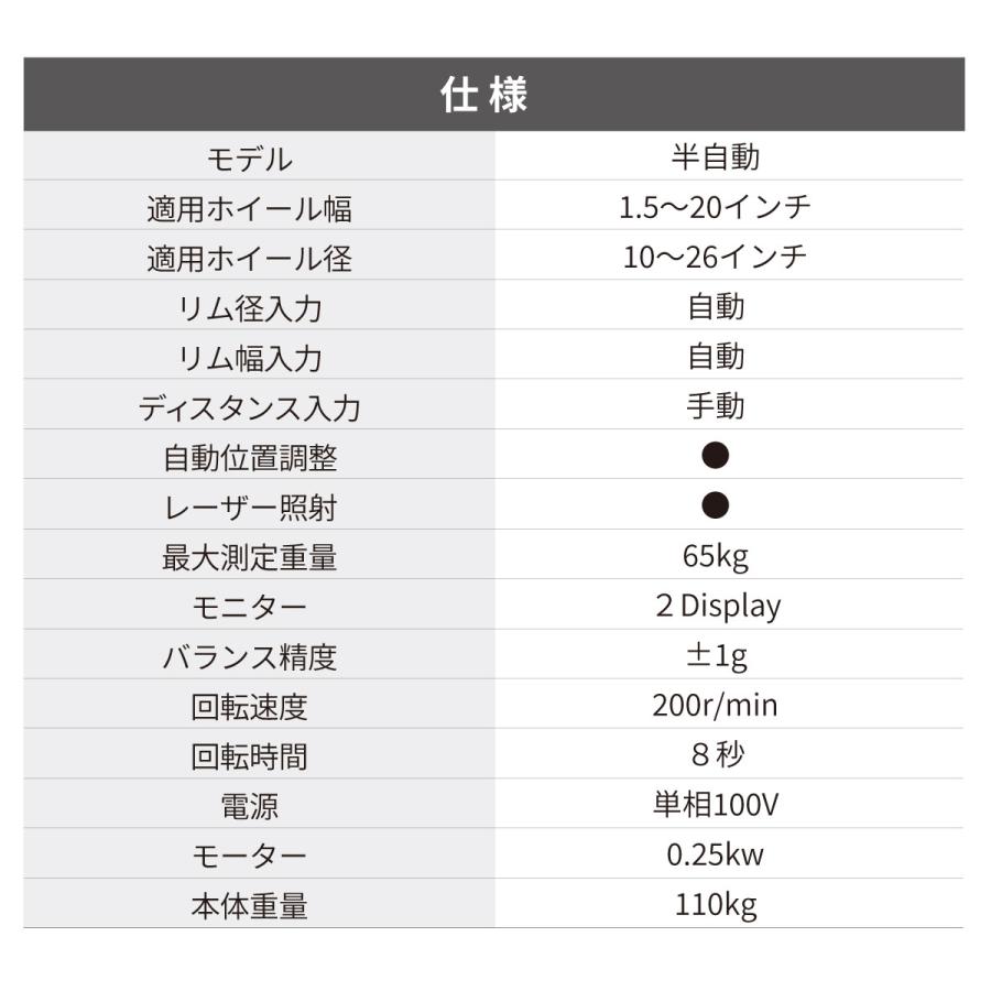 ホイール バランサー (半自動) 100V単相 車用タイヤ トップ・ギアRS