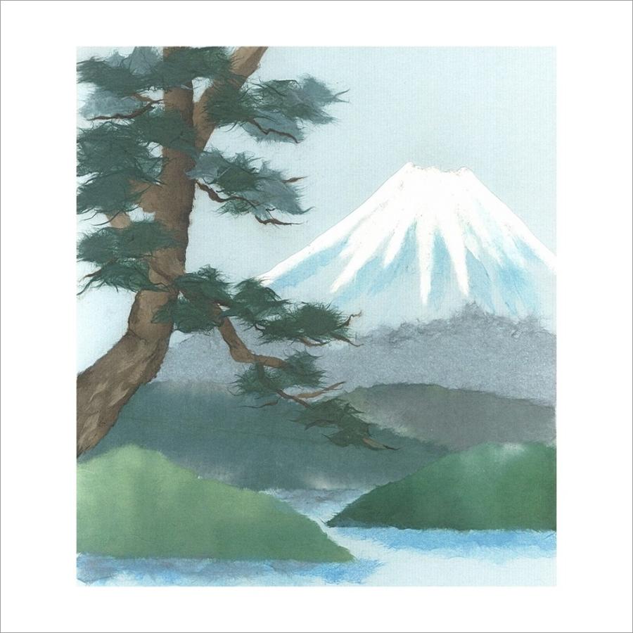 和紙のちぎり絵キット花鳥風月 （冬） 「 No.139 富士に松 」 色紙