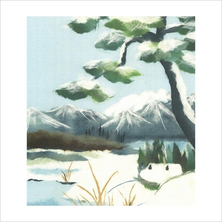 和紙のちぎり絵】花鳥風月 (冬) 「雪・舟・柳」 長め 和紙のちぎり絵】花鳥風月 (冬) 「雪・舟・柳」 長め