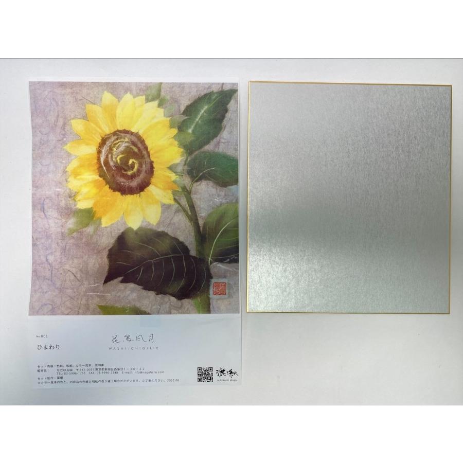 ‼️‼️切り絵　貼り絵　和紙　花の絵 シルバー額縁付き 切り絵 貼り絵 和紙 花の絵 シルバー額縁付き シールちぎりあ