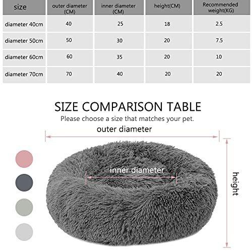 ソフトぬいぐるみラウンドペットベッド、猫用ベッド、犬用ベッド、直径50cm、ライトグレー|nagai-market|03