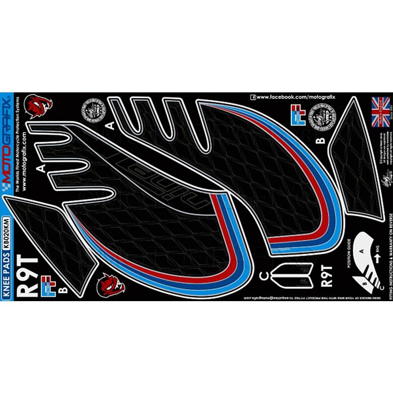 MOTO GRAFIX　KNEE BODY PAD　BMW　R Nine T(14-18)　Black With Grey, Red, Blue & Metallic Silver｜nagaichiya