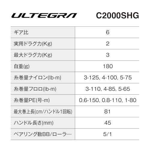 シマノ(SHIMANO) スピニングリール 25アルテグラ C2000SHG : 39way