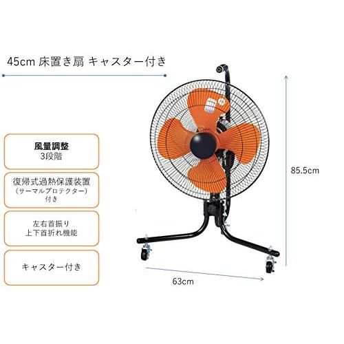 ナカトミ 業務用扇風機 工場扇 45cm スタンド型 キャスター付