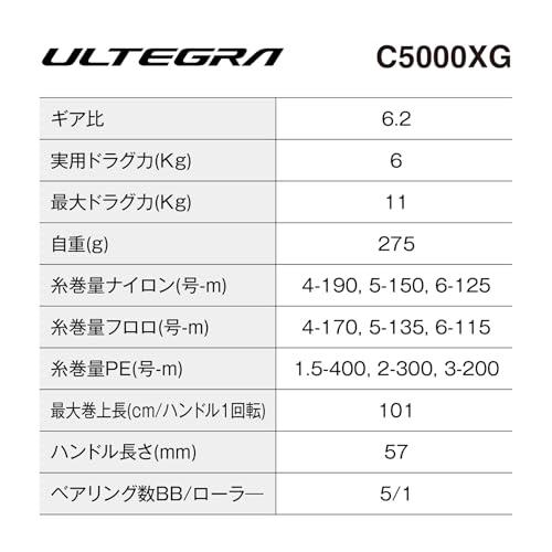 シマノ(SHIMANO) スピニングリール 25アルテグラ C5000XG : 39way