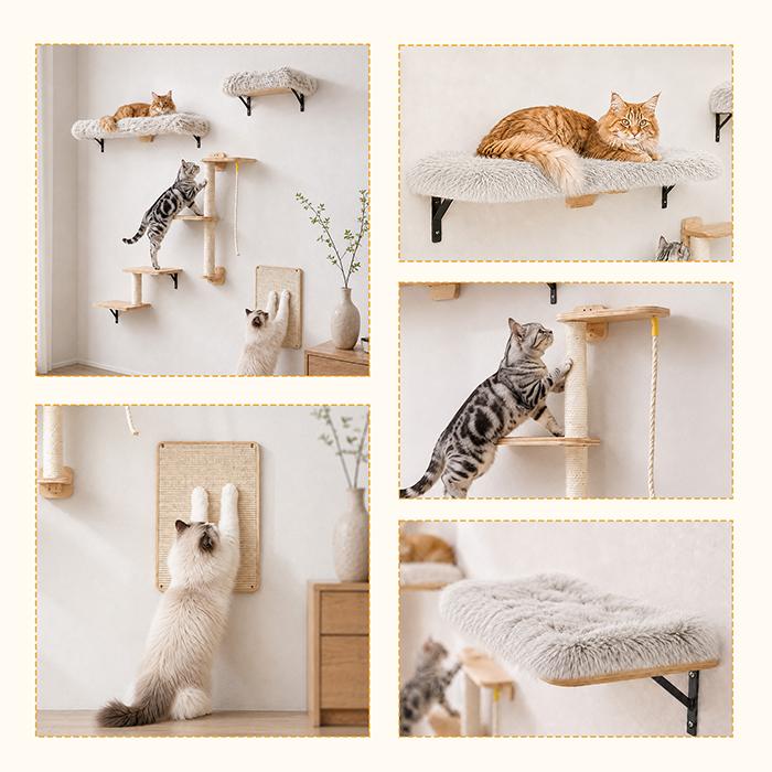 キャットウォーク キャットタワー 壁掛け 木製 DIY 五つセット 省