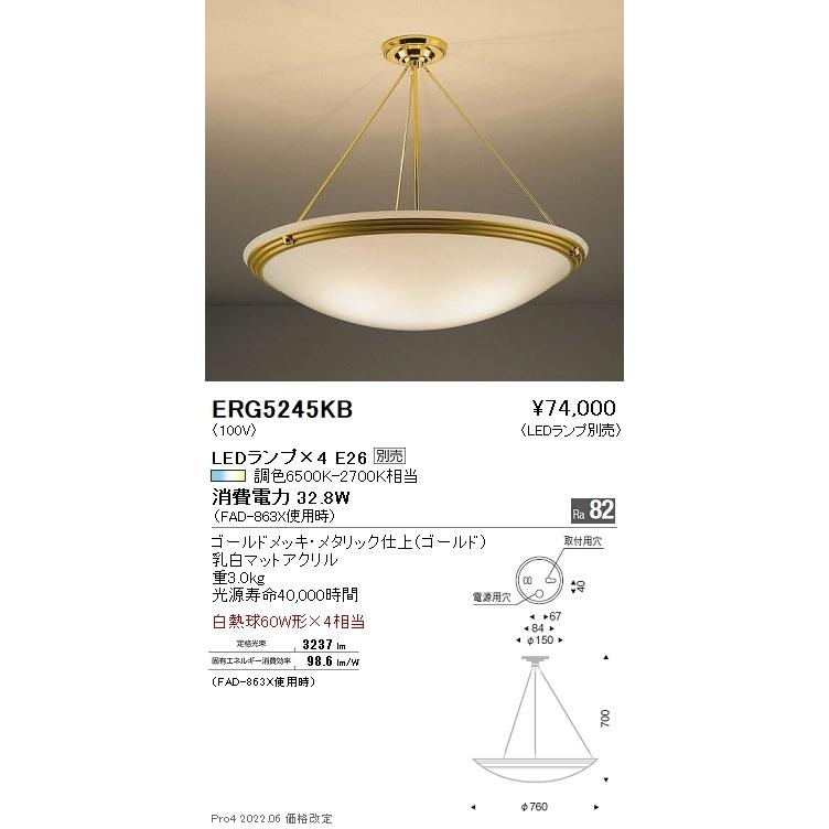 ERG5245KB 遠藤照明 シーリング【ランプ別売】
