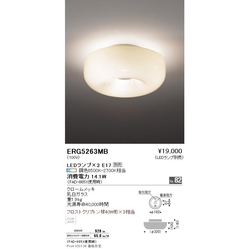 ERG5263MB 遠藤照明 シーリング【ランプ別売】