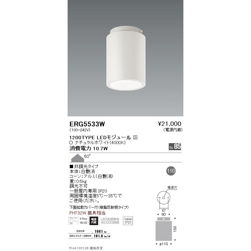 ERG5533W 遠藤照明 Ｒｓ シーリングライト Ｒ１２００タイプ ４０００Ｋ