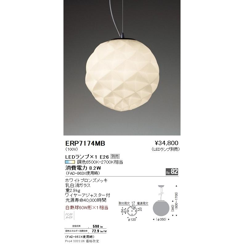 ERP7174MB 遠藤照明 ペンダント【ランプ別売】
