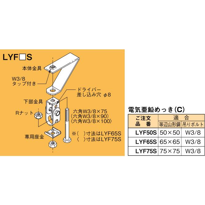 LYF75S ネグロス 吊り金具 吊りボルト用支持金具 下部金具付(アングル