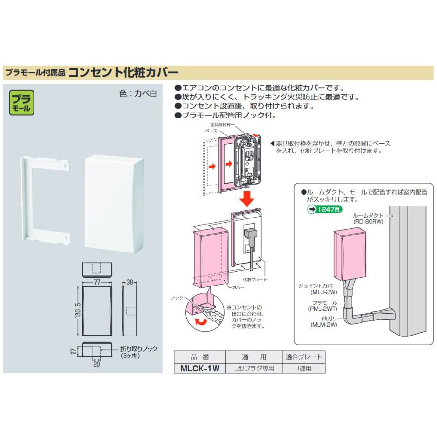 MLCK-1W 未来工業 プラモール付属品コンセント化粧カバー