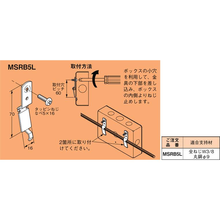MSRB5L ネグロス ネグロック 丸鋼・全ねじ用スイッチボックス支持金具