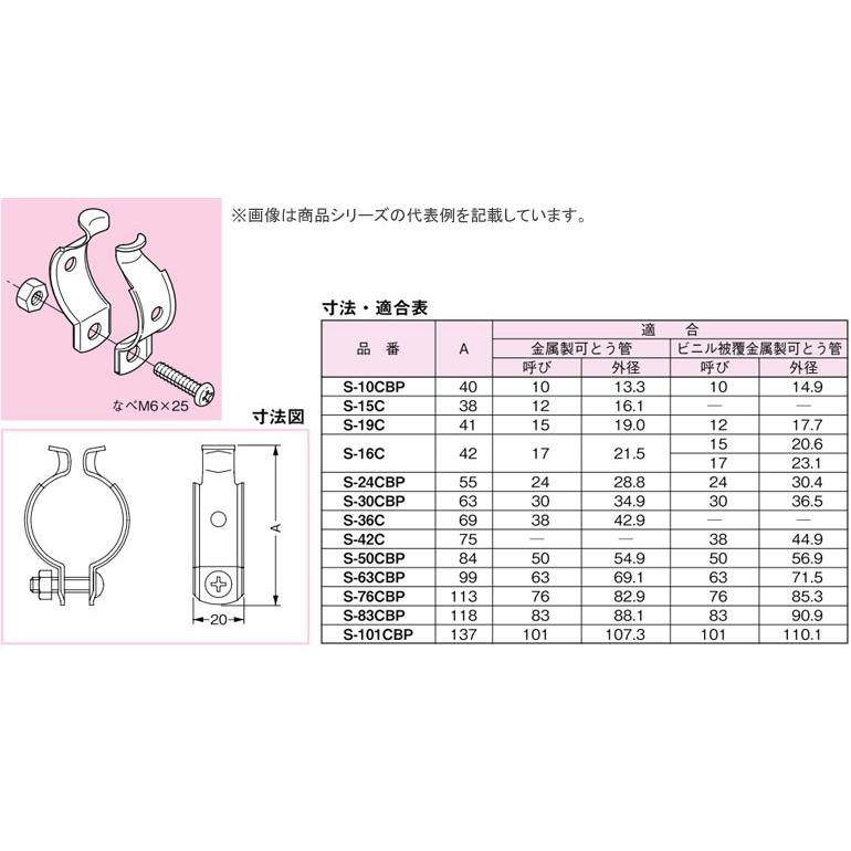 S-76CBP ネグロス 金属製可とう電線管用パイラッククリップ(ステンレス