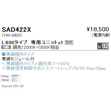 SAD422X 遠藤照明 Ｓｙｎｃａ Ｌｉｎｅａｒ３２ Ｌ６００−アンビエント配光下向