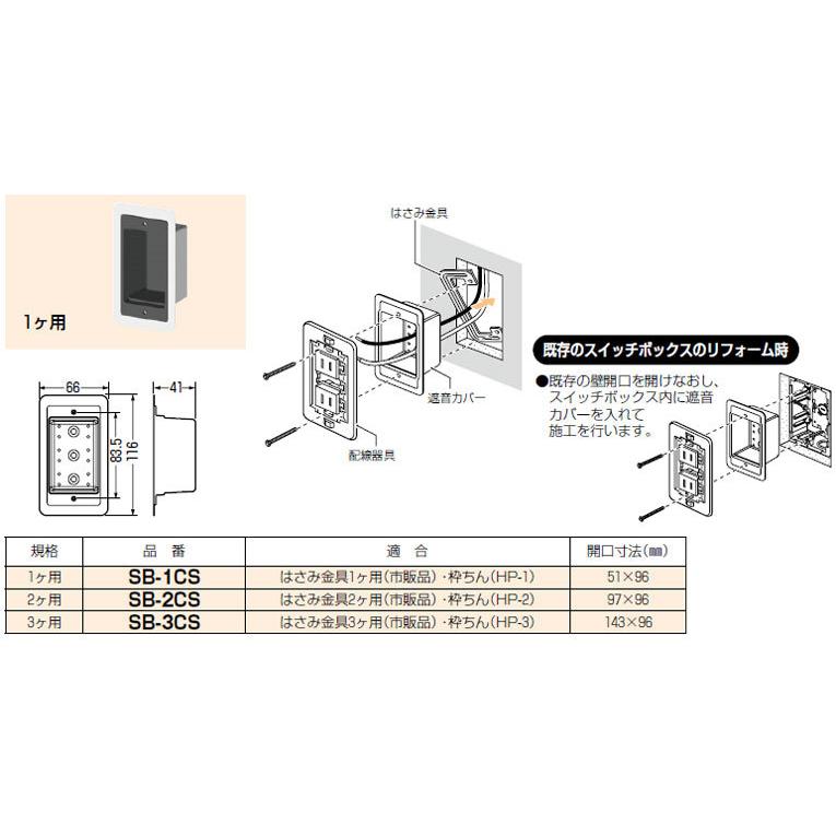SB-1CS 未来工業 遮音カバー(ボックスレスタイプ SB-1CS 未来工業 遮音カバー(ボックスレスタイプ