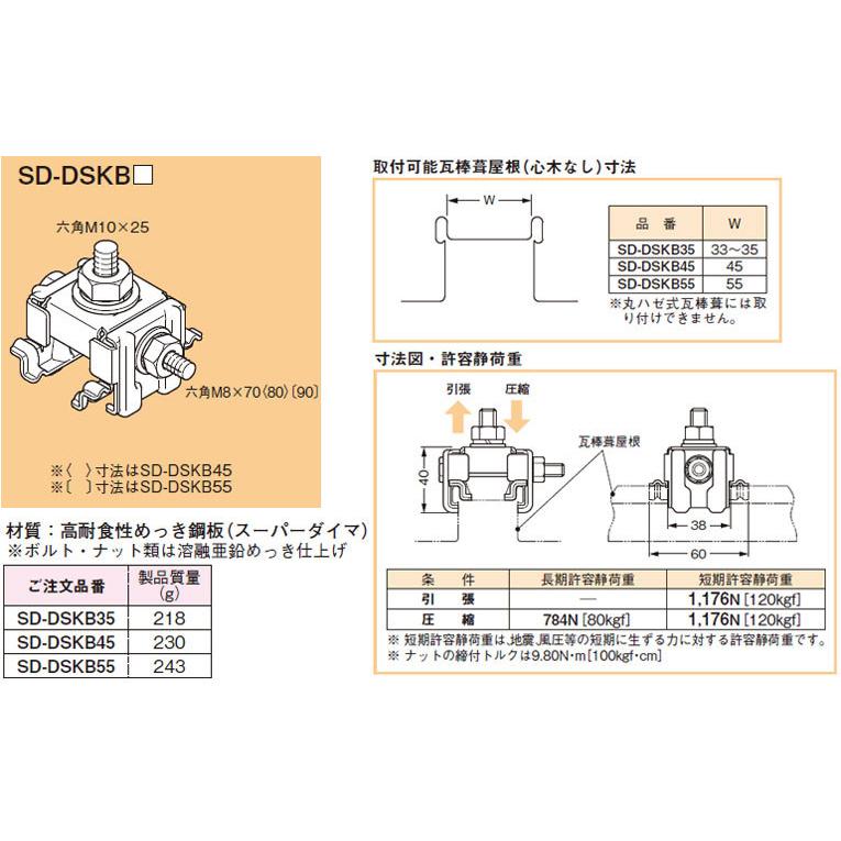 SD-DSKB35 ネグロス 瓦棒葺屋根用支持金具 : タロトデンキ - 通販