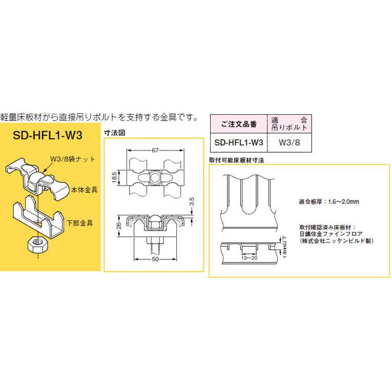 SD-HFL1-W3 ネグロス 軽量床板材用吊りボルト支持金具(20個入