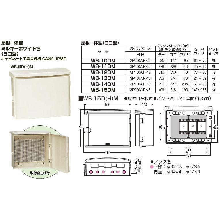 WB-15DM 未来工業 ウオルボックス 屋根一体型(ヨコ型) : タロトデンキ