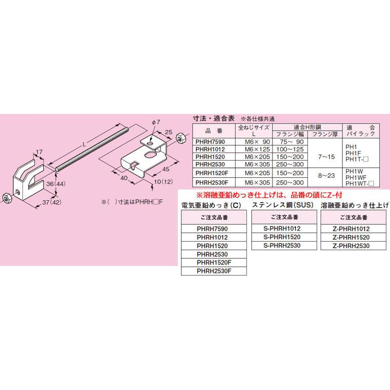 Z-PHRH2530 ネグロス パイラック用補強金具(H形鋼用、溶融亜鉛めっき