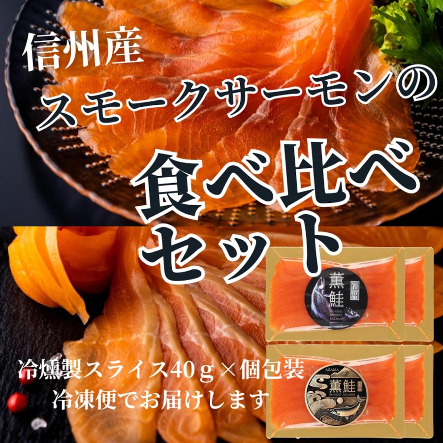 選べる無料お祝いカード付】スモークサーモン お試し食べ比べ｜信州