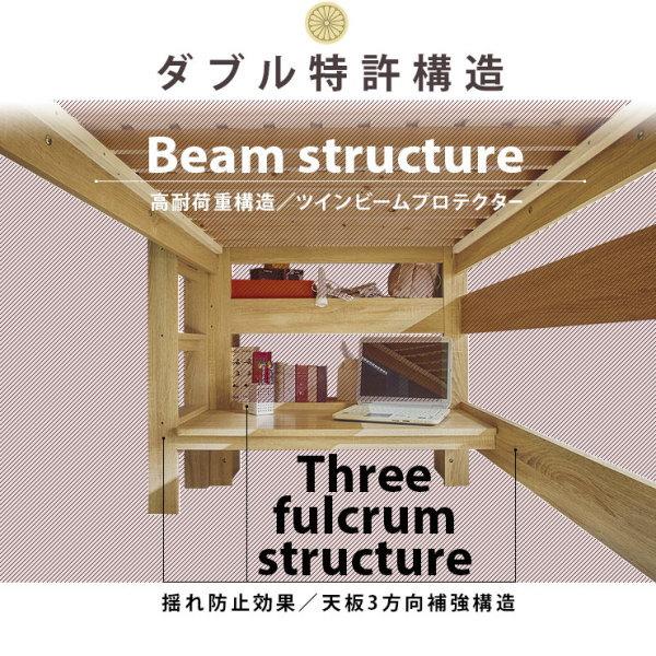 ロフトベッド ベース BASE 業務用 会社仮眠用 高130ｃｍ 大容量シェルフ付 ミニデスク付 NA-NA 送料無料 耐荷重500kg 特許構造の画像