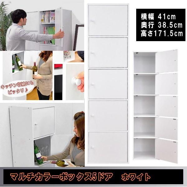送料無料　隠せる　清潔　マルチカラーボックス5段　横幅41cm　高さ171.5cm　NES-WH　ホワイト