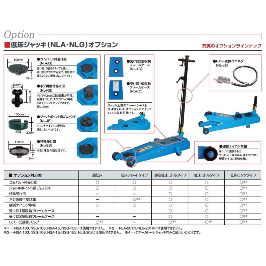 長崎ジャッキ　低床エアーガレージジャッキ2t　ショートタイプ　直送　ベアリング車輪　DIY　NLA-201R　送料無料